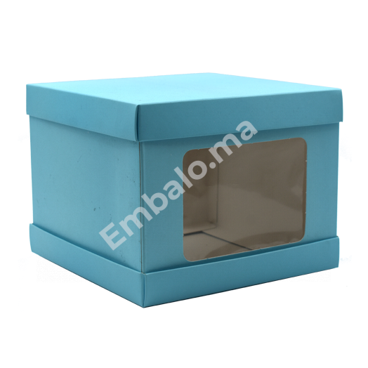 Cake box carré – 21x21x16, Bleu Ciel