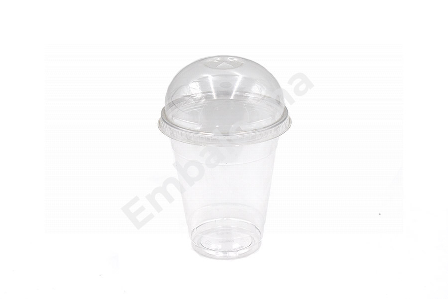 50 Gobelets en plastique transparent avec cap domme